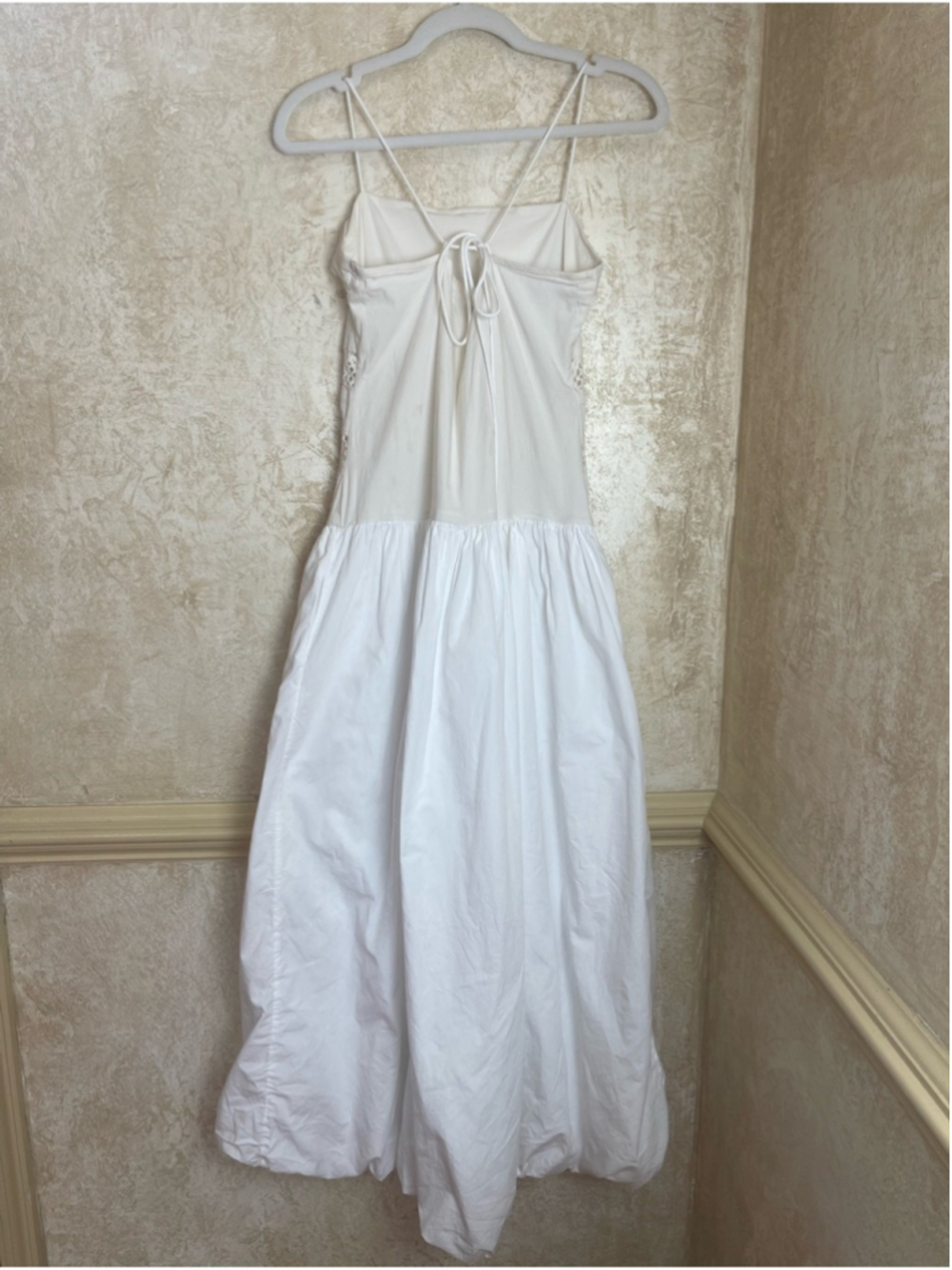 Free People Starheart Crochet Inset Waist Bubble Hem Midi Dress White Size XL - Picture 5 of 14